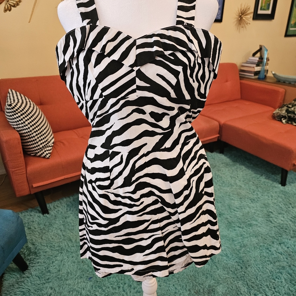 Zebra Print Playsuit And Overskirt